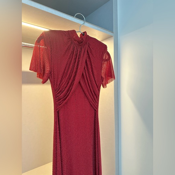 NWT Self Portrait Red Mesh Maxi Dresss - Picture 8 of 13